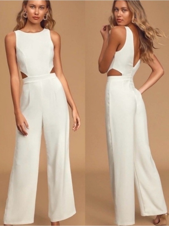 Lulus Pants - Lulu's White Cutout Wide-Leg Jumpsuit